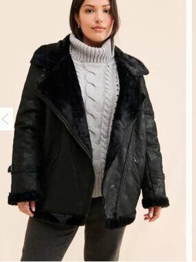 Anthropologie Hutch Rhys Sherpa Moto Jacket - XL Petite